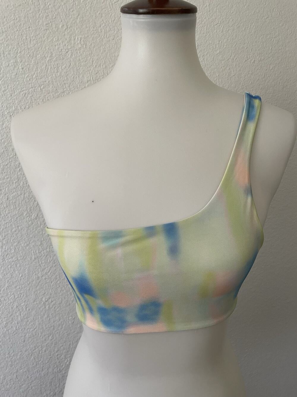 Aila Blue Swim Corsica Bikini Top Acid Tie Dye One Shoulder Beach Summer